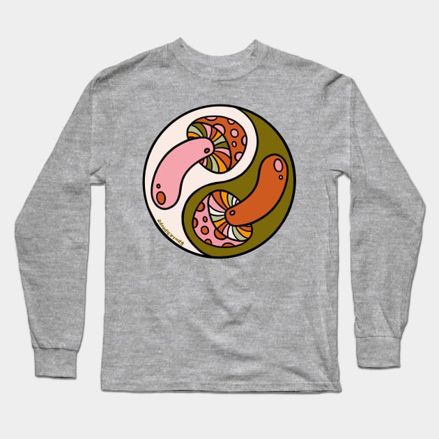 Mushroom Yinyang Long Sleeve T-Shirt by Doodle by Meg